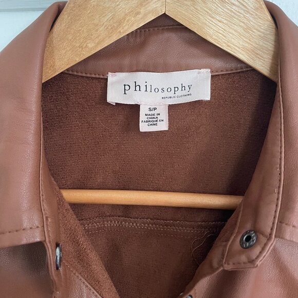 Philosophy Brown Leather-Like Top - Picture 3 of 3